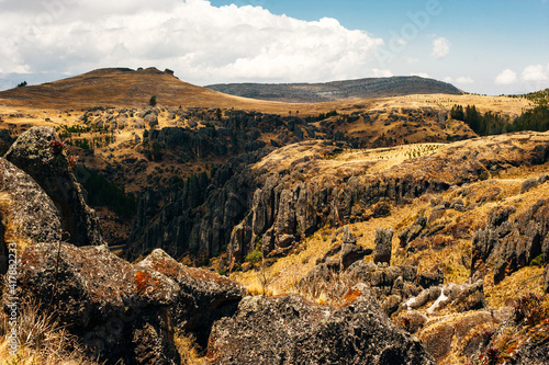 Mystical rock formations of Cumbemayo in Cajamarca PERU photo