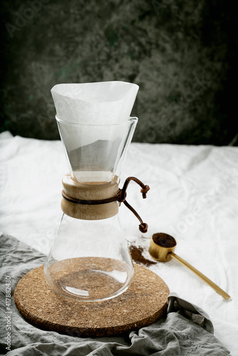 Preparing filtered coffee with dripper