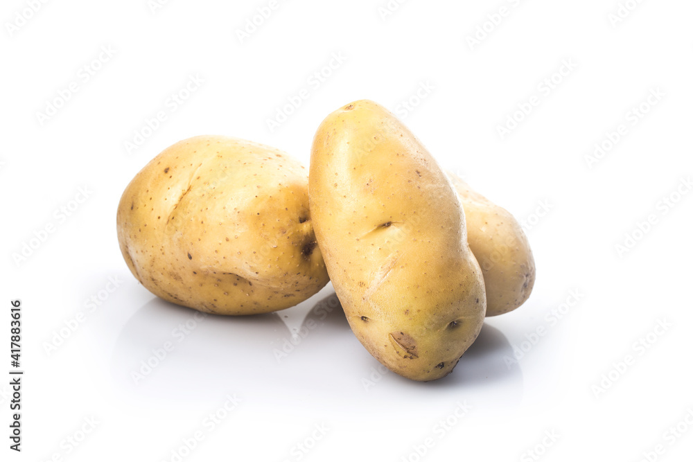 Raw potatoes isolated on white background Raw potatoes isolated on white background