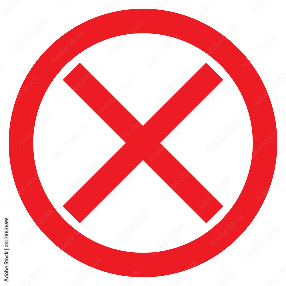 Red cross symbol icon as delete remove Royalty Free Vector