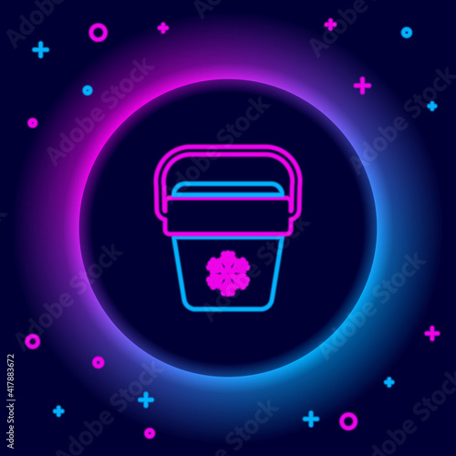 Glowing neon line Cooler bag icon isolated on black background. Portable freezer bag. Handheld refrigerator. Colorful outline concept. Vector.