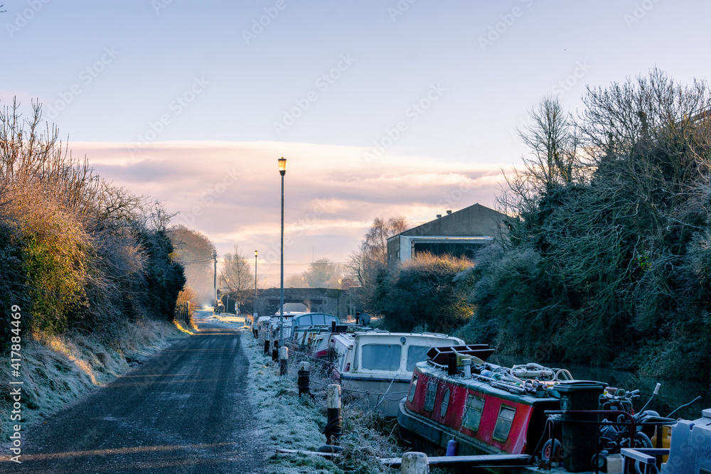 Canal House Boats at Frosty Sunrise