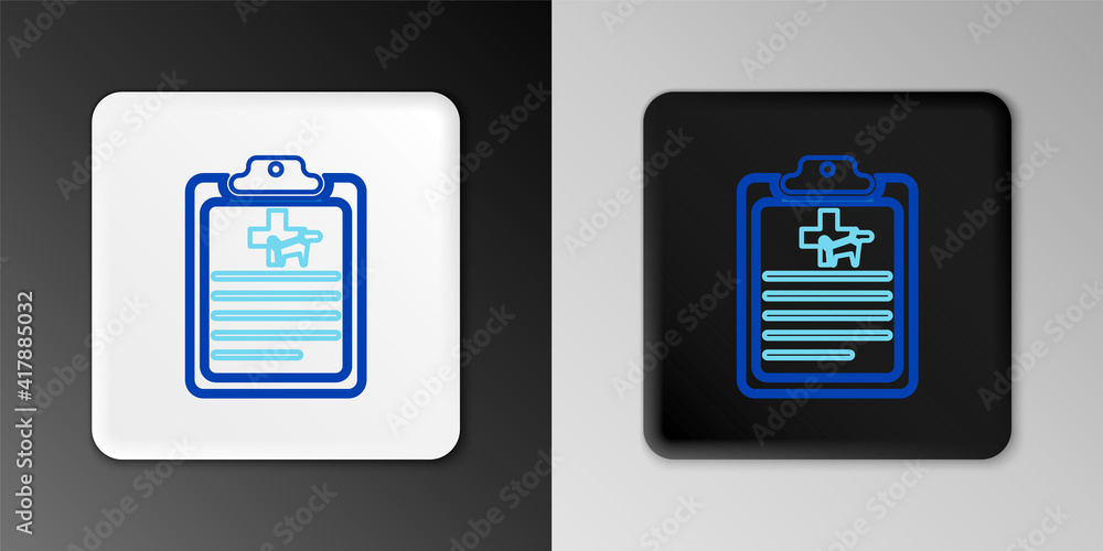 Line Clipboard with medical clinical record pet icon isolated on grey background. Health insurance form. Medical check marks report. Colorful outline concept. Vector.