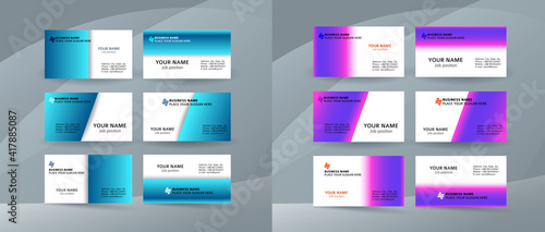 set of simple pattern business card layout sided green02