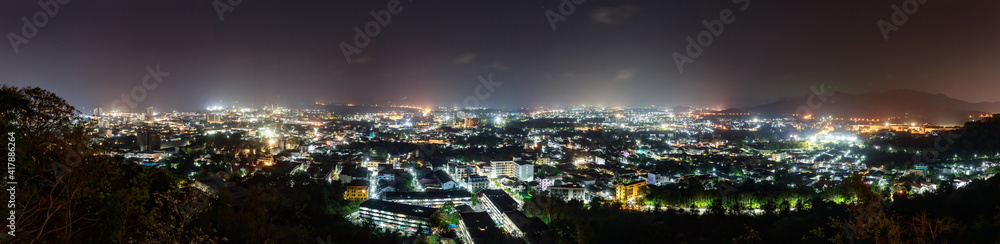Panorama view of city in the night time.