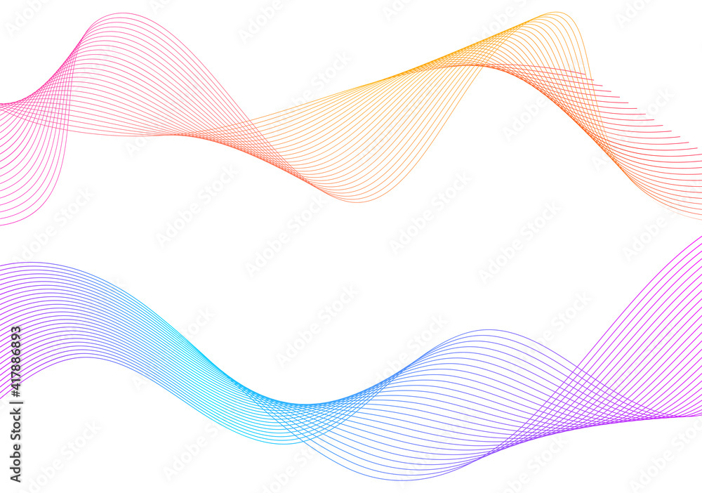 Wave of the many colored lines. Abstract wavy stripes on a white background isolated. Creative line art. Vector illustration EPS 10. Design elements created using the Blend Tool. Curved smooth tape Wave of the many colored lines. Abstract wavy stripes on a white background isolated. Creative line art. Vector illustration EPS 10. Design elements created using the Blend Tool. Curved smooth tape