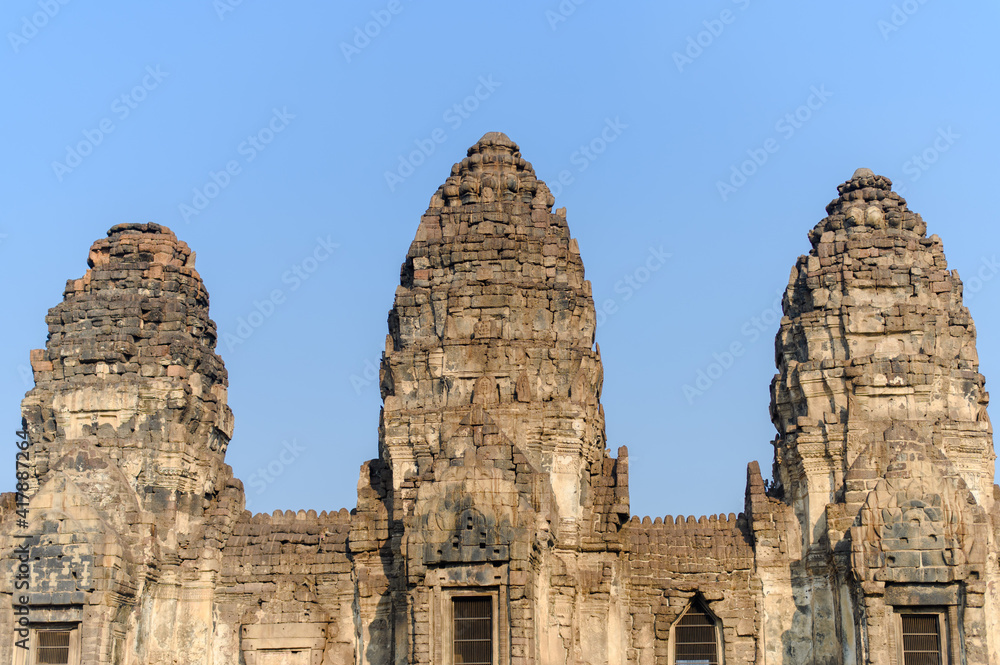 Phra Prang Sam Yot, an ancient temple and landmark in Lopburi Province, Thailand