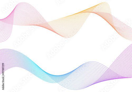 Wave of the many colored lines. Abstract wavy stripes on a white background isolated. Creative line art. Vector illustration EPS 10. Design elements created using the Blend Tool. Curved smooth tape