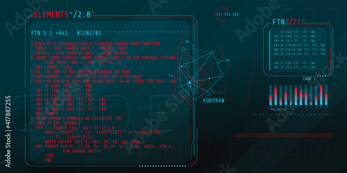 HUD interface elements with part of the code Fortran.