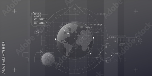 Design of a futuristic software interface for tracking an object on the planet.
