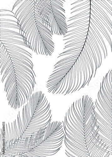 Dekoracja na wymiar  black-lines-pattern-of-tropical-leaves-pattern-style-on-white-background-flat-line-vector-and-illustration