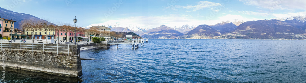 Extra wide view of Colico and of the Lake of Como