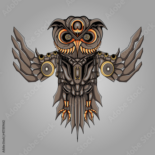 Owl steampunk illustration vector graphic