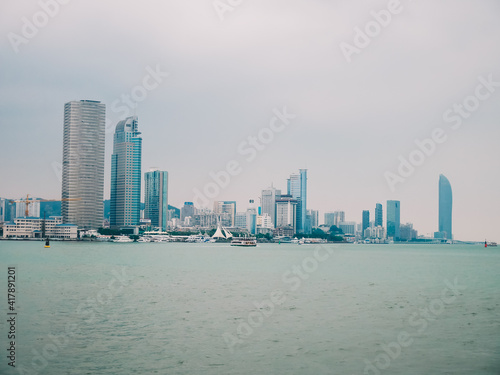 Landscape view of Xiamen skyline from the ship Fujian  China