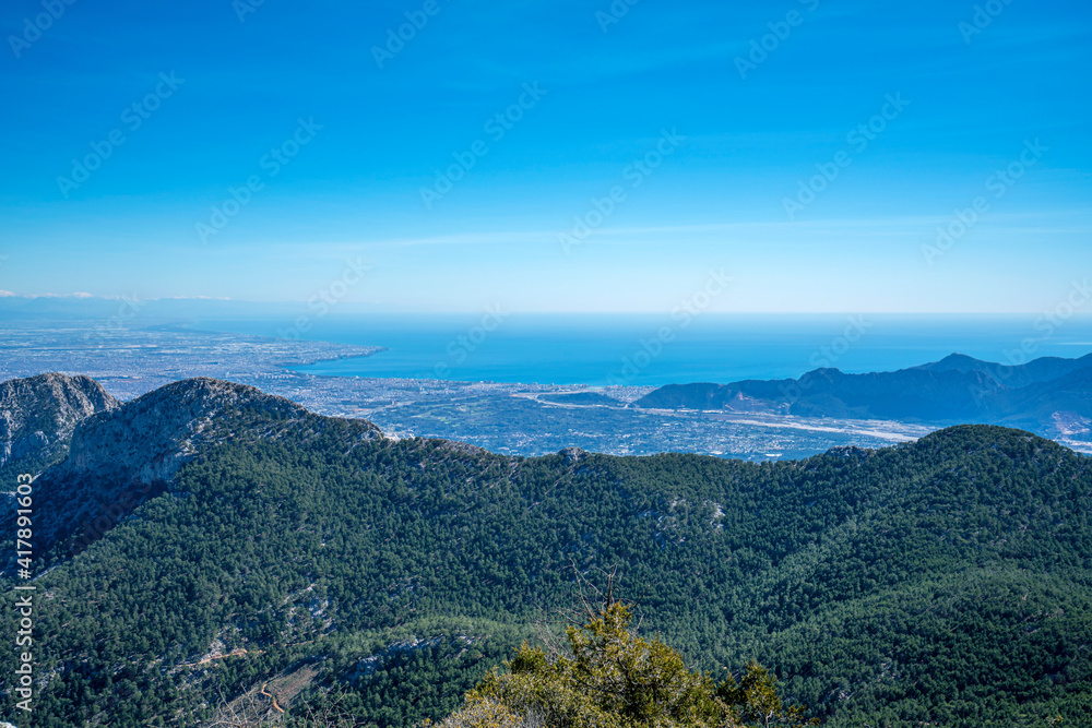 The scenic view of Antalya bay from the summit of Katran Mount, Antalya