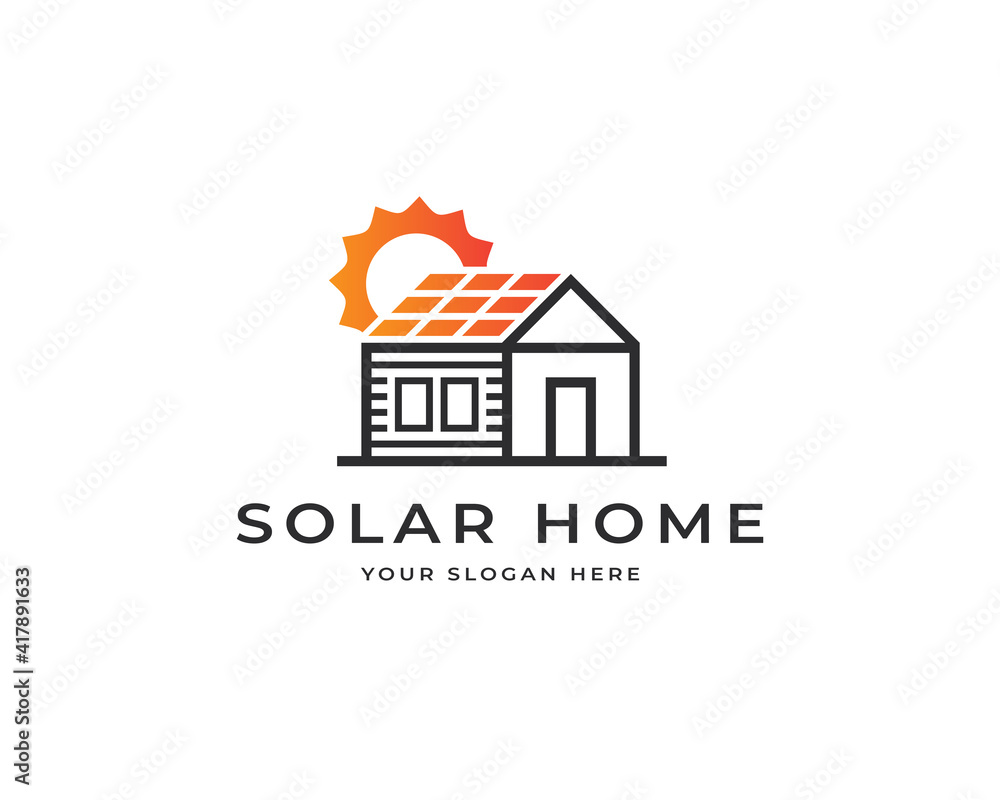 Solar home logo vector design. Modern technology logo design