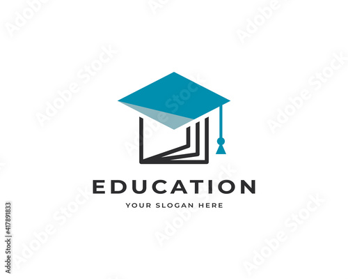 Toga book hat vector logo design. College education graduation logo design