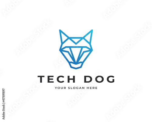 Technology pet vector logo design. Modern tech logo design