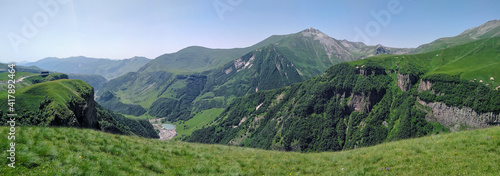 Mountains panoramic photo. Georgia. Georgian Military Road