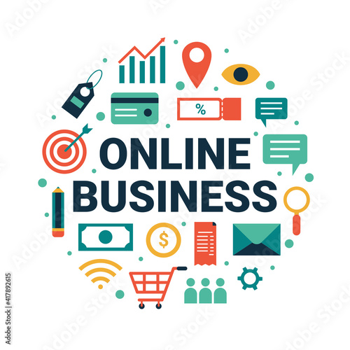 online business infographic, ecommerce marketing flat design