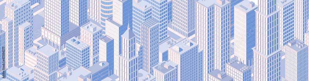 Isometric city skyline. Vector illustration in flat design.
