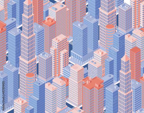 Isometric city skyline. Vector illustration in flat design. 