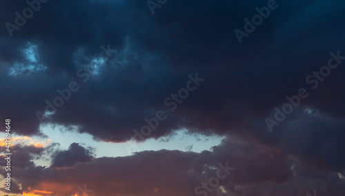 Beautiful sunset sky with dramatic clouds Nature sky background. 
