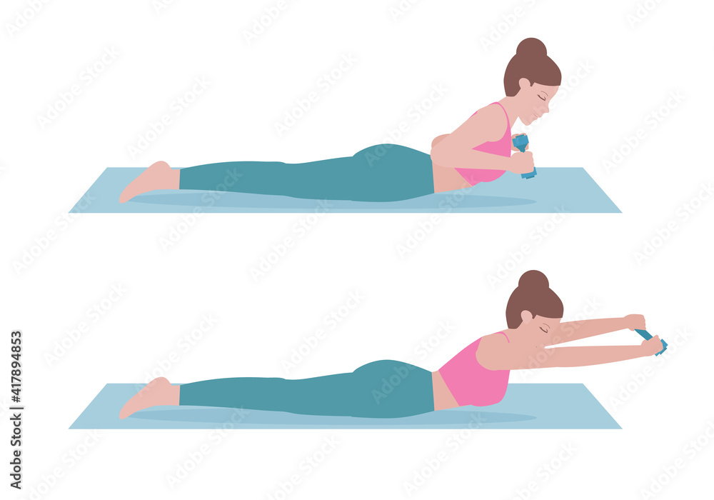 Exercises can be done at-home. Hold a dumbbells taut between your hands in front of your shoulders, elbows bent. Press the dumbbells away from you until your arms are straight. with Superman Press. Exercises can be done at-home. Hold a dumbbells taut between your hands in front of your shoulders, elbows bent. Press the dumbbells away from you until your arms are straight. with Superman Press.