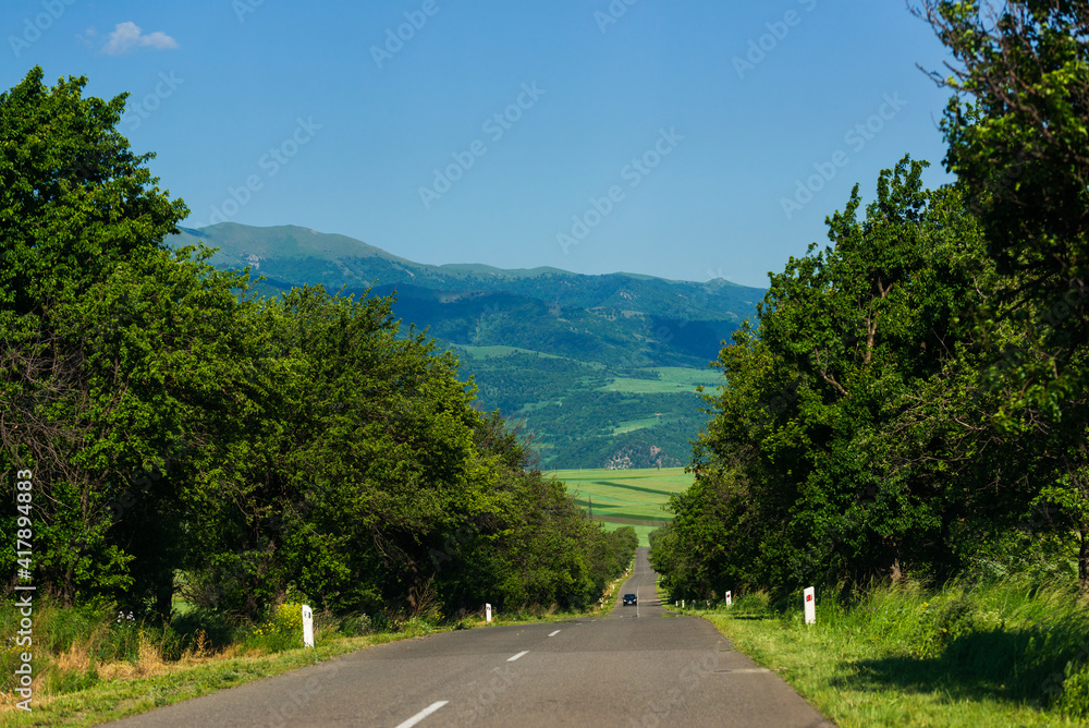 Landscape with road and mountains, Armenia