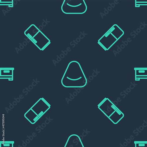 Set line Pouf, Refrigerator and Chest of drawers on seamless pattern. Vector.
