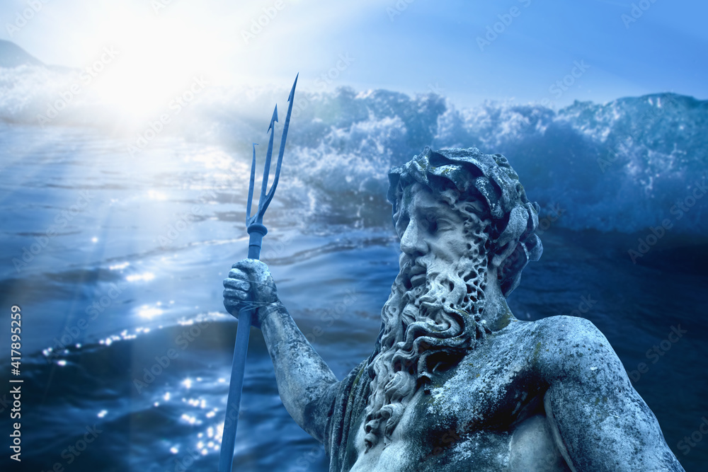 The mighty god of water, sea and oceans Neptune (Poseidon, Triton