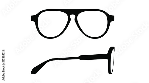 Vector isolated Illustration of a Glasses Frame. Black glasses Frame Front and Side View