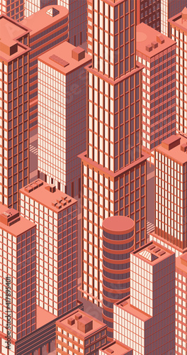 Isometric cityscape, city view, cityskyline. Vector illustration in flat design.
