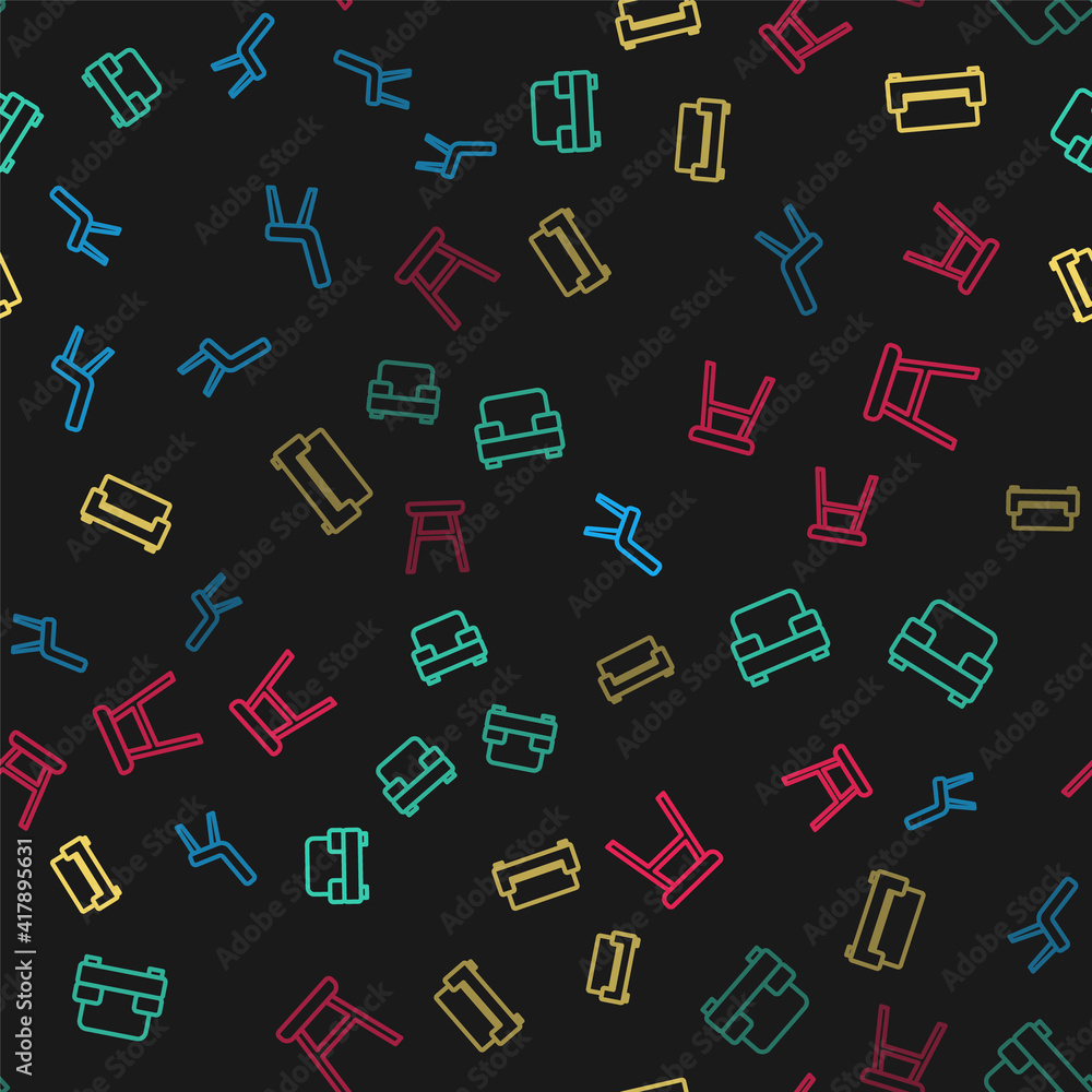 Set line Armchair, , Sofa and Chair on seamless pattern. Vector. Set line Armchair, , Sofa and Chair on seamless pattern. Vector.