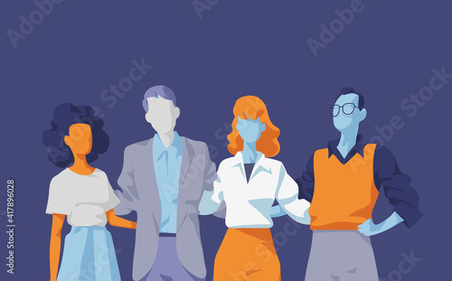 Squadra di professionisti giovani fatta di uomini e donne