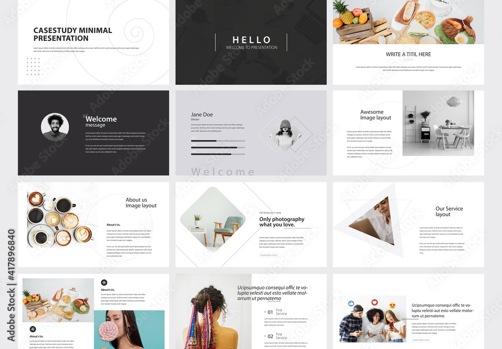 Minimal Case Study Presentation Layout Stock Template | Adobe Stock