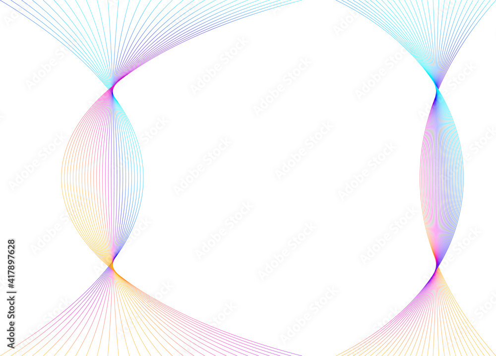 Wave of the many colored lines. Abstract wavy stripes on a white background isolated. Creative line art. Vector illustration EPS 10. Design elements created using the Blend Tool. Curved smooth tape Wave of the many colored lines. Abstract wavy stripes on a white background isolated. Creative line art. Vector illustration EPS 10. Design elements created using the Blend Tool. Curved smooth tape