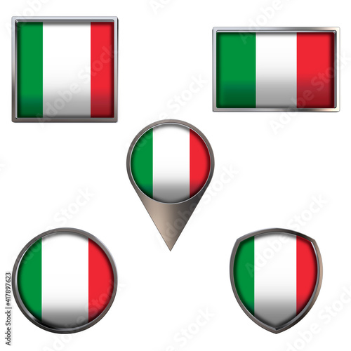 Free Download Various flags of the Italian Republic. Realistic national flag in point circle square rectangle and shield metallic icon set. Patriotic 3d rendering symbols isolated on white background. - GFXLoad