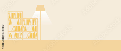 Overlay room interior, monochrome flat vector stock illustration with copy space or place for text, library