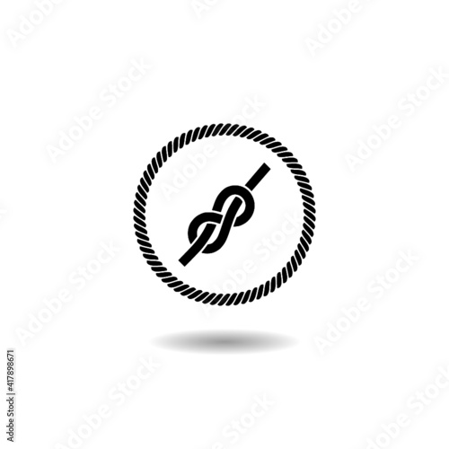 Rope circle and Knot icon with shadow