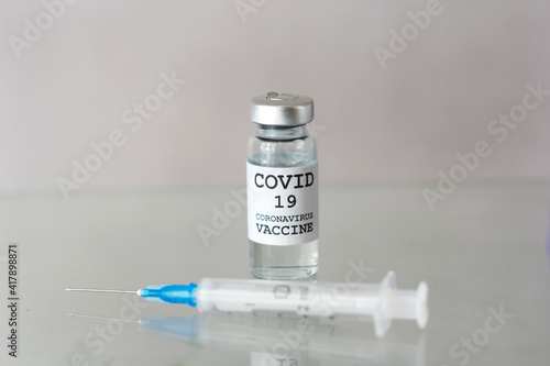Vaccine and syringe injection. It use for prevention,immunization and treatment from corona virus infection(novel coronavirus disease 2019,COVID-19,nCoV 2019 from Wuhan). Medicine infectious concept.