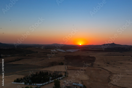 Sunset from the mountain of an Andalusian village