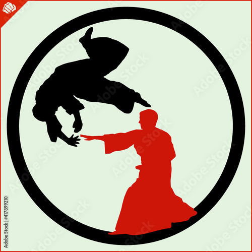 Martial art colored simbol design. Karate emblem.
