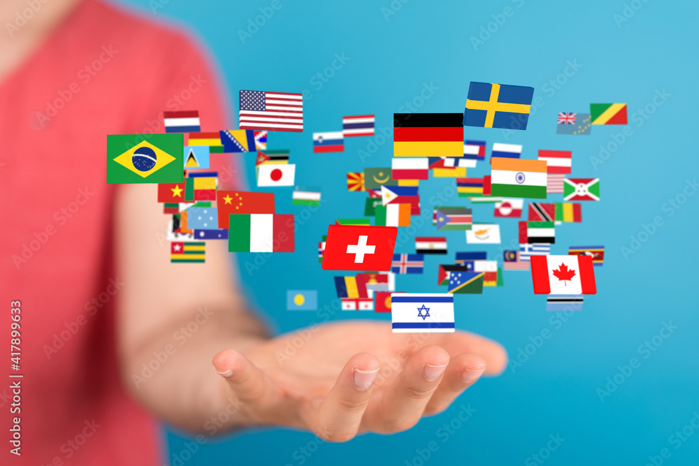 World map with all states and their flags,3d render. World map with all states and their flags,3d render.