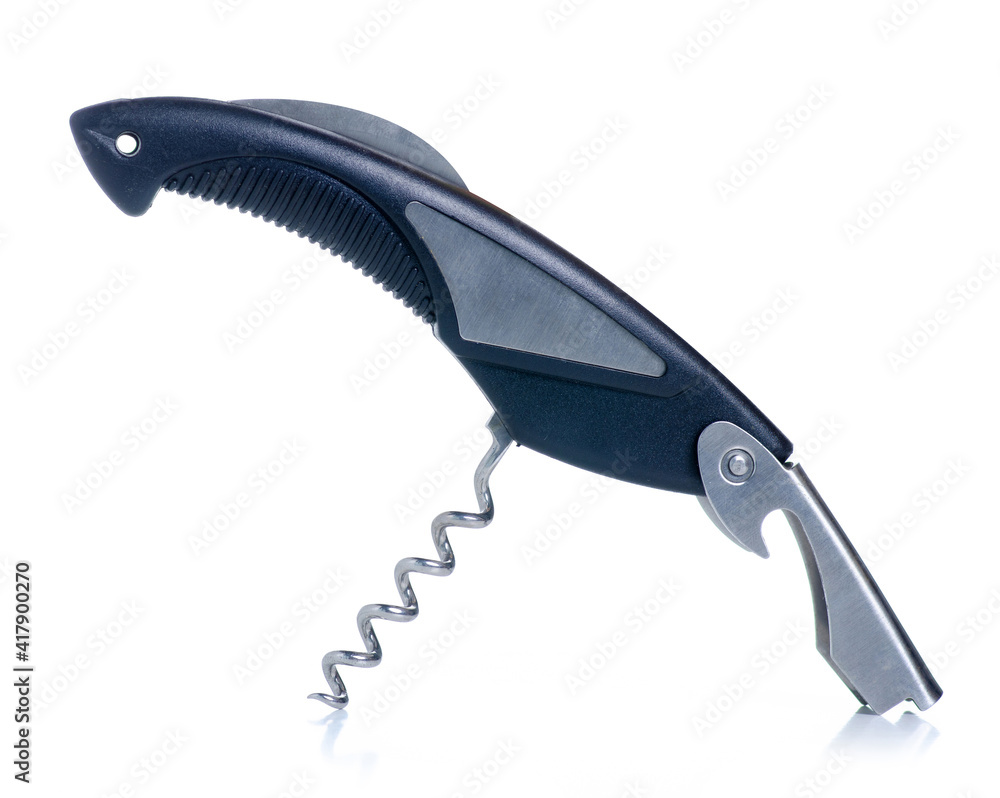 Travel corkscrew opener on white background isolation Travel corkscrew opener on white background isolation
