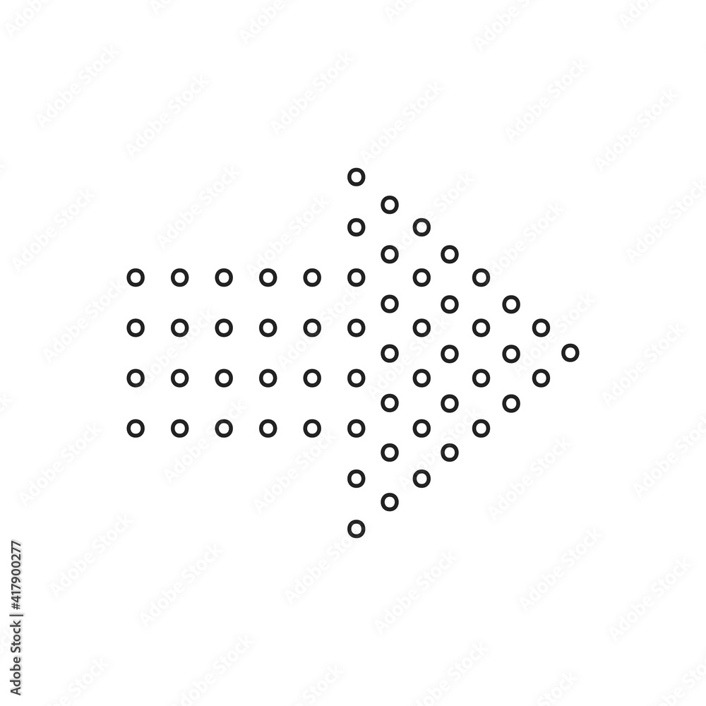Dot arrow cursor, direction. Black symbol on white background vector Illustration .