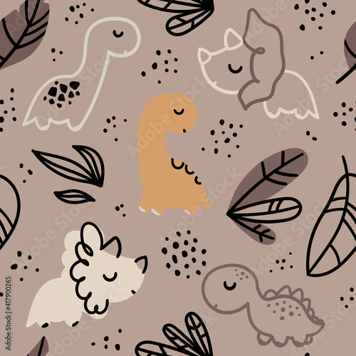 Cute pattern seamless with dinosaur