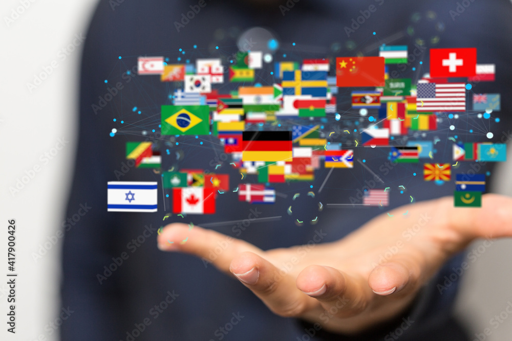 World map with all states and their flags,3d render. World map with all states and their flags,3d render.