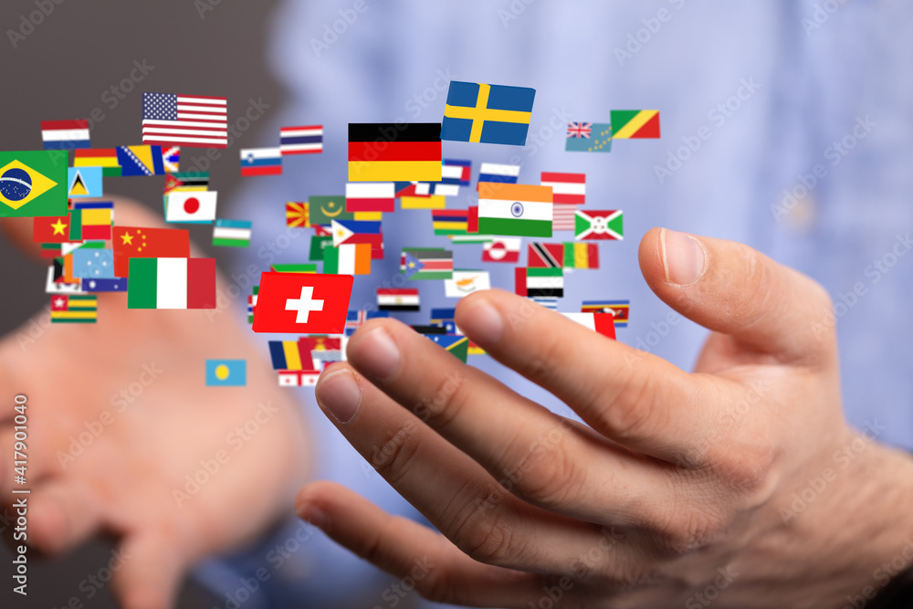 World map with all states and their flags,3d render. World map with all states and their flags,3d render.