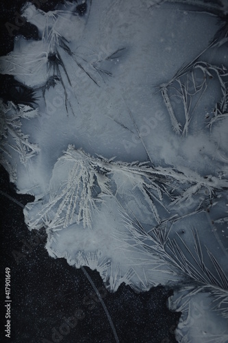 frosty patterns on dark glass